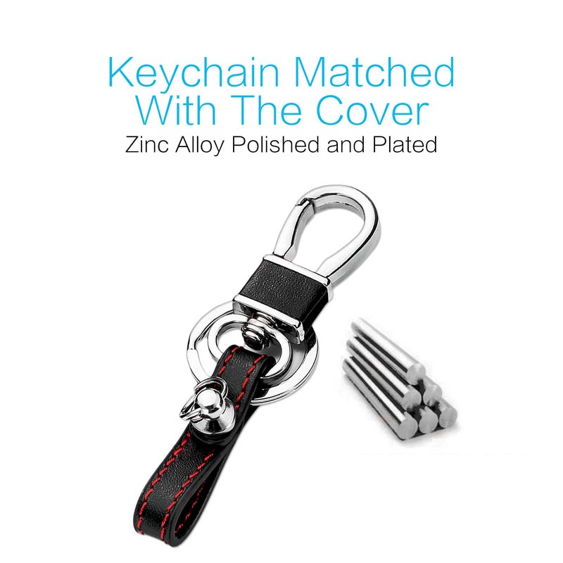 MECHCOS Compatible with Ford Edge Expedition Explorer Fusion Mustang F-150 F-250 F-350 F-450 Super Duty Lincoln MKC MKX MKZ Nautilus Key Fob Cover Case Leather Shell Key Chain Protector - Image 5